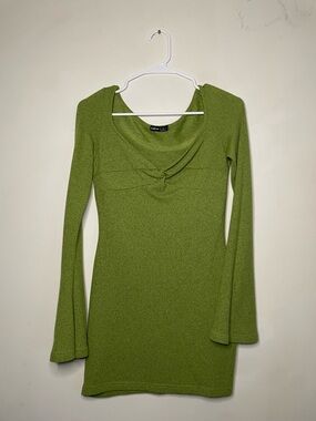 Green Long-Sleeve Knit Dress